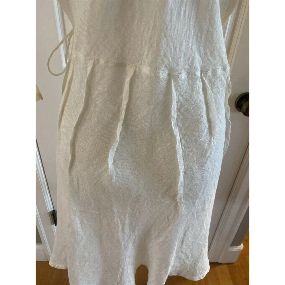 Home Frocks Linen Size M‎ Lagenlook Ivory Wrap Guaze Dress